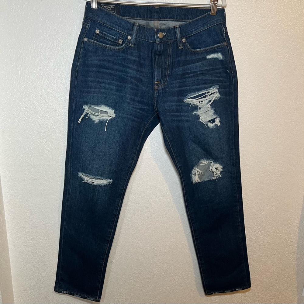Abercrombie and Fitch Men’s Jeans Rustin Athletic Slim 31X30 Blue‎ Distressed